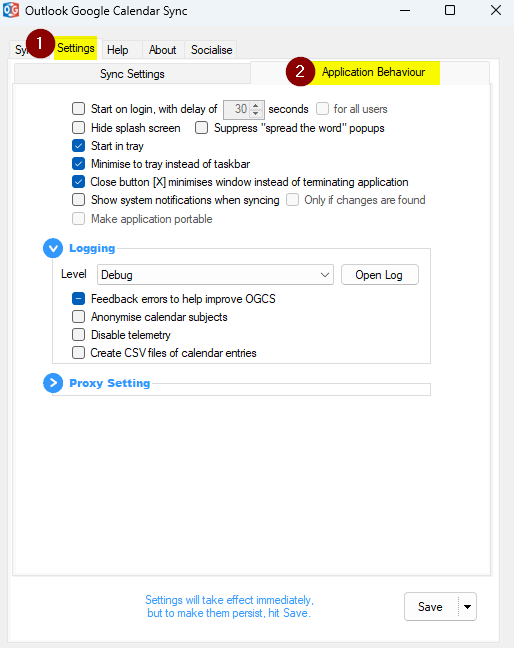 Configure Application Behaviour