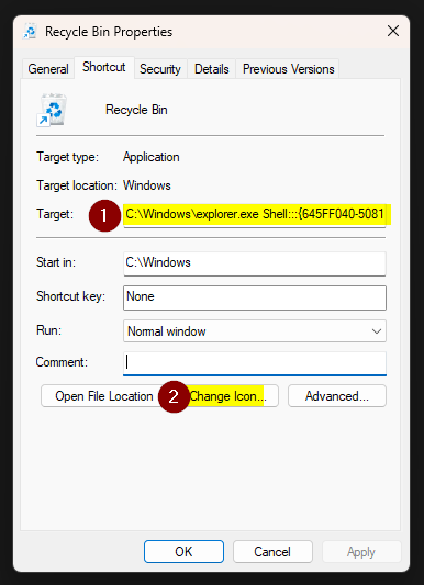 Create a shortcut using the CLSID